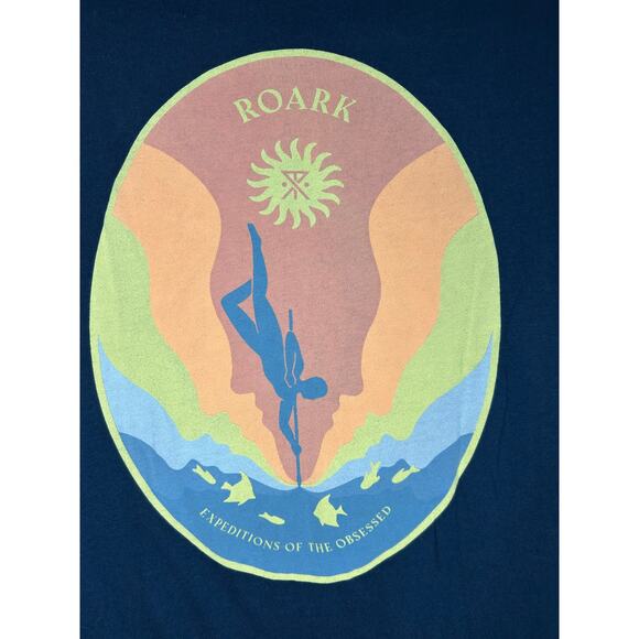 Roark Mens Vortex Premium SS Tee Navy Blue Sunburst Graphic Small - Picture 4 of 6